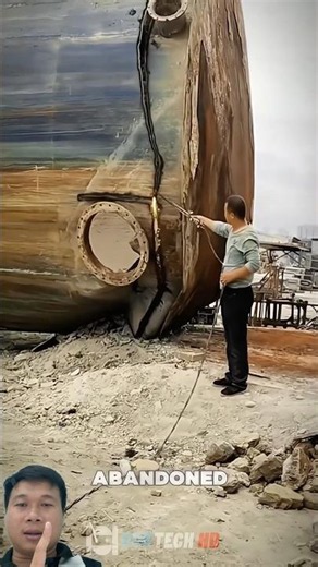 Using a blowtorch to cut steel tanks is very quick and efficient!#shortvideo #shorts #construction