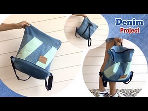 sewing diy a denim backpack tutorial, denim travel bag patterns , how to sew a school backpack