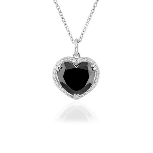 Black Diamond Heart Shape 18K White Gold Pendant Necklace - Etsy