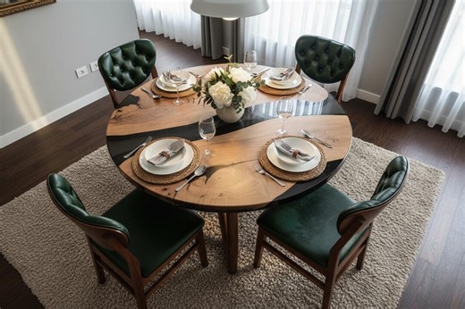 Handcrafted Walnut Epoxy Round Dining Table – Custom Solid Wood - Etsy