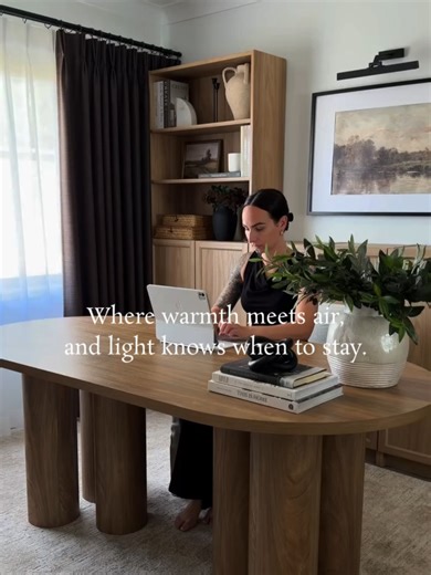 Layered curtains for home office upgrade credit: home.style.by.tiff curtains: Zoe Yarn (TheHues) #curtains #fyp #homedecor #windowtreatments #decoratewithme #homeaesthetic #homeoffice #homeofficedecor