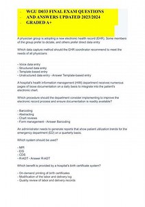 Wgu D033 Concepts In Health InformATIon Management Final Exam TEST BANK 2025 2026