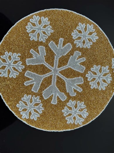 Beaded table mats Handcrafted beaded round table pelacmat-Elegant Decorative Dinning mat (14x14) inch, Brown and Beige🤎🤍❄️✨. #new #beautiful #luxury #homedecor #love