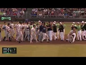 A brawl breaks out between the Whitecaps and Dragons