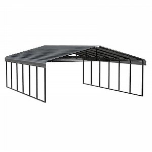 Arrow 20-ft W x 29-ft L x 9-ft H Charcoal Metal Carport Lowes.com