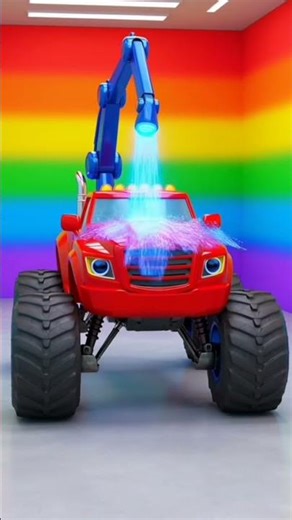 3 Magic Robots Car Wash! 🏎️🤖 Rainbow Monster Truck Transformation #shorts #magiccar