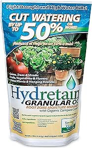 Hydretain Root Zone Moisture Manager - Drought Protection and Moisture Control for Lawns, Gardens, Containers - Reduces Watering, Delays Wilt - Covers up to 1,000 Sq Ft (3 lbs, Granule)