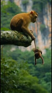 Tiny Monkey Falls From Tall Tree During Mother’s Desperate Attempt to Defend Him | Monkey history 2024