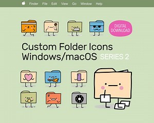 Cute Folder Icons Custom Desktop Macos Windows Home Office Laptop Computer Digital Hand Drawn No AI Series 2 - Etsy Canada