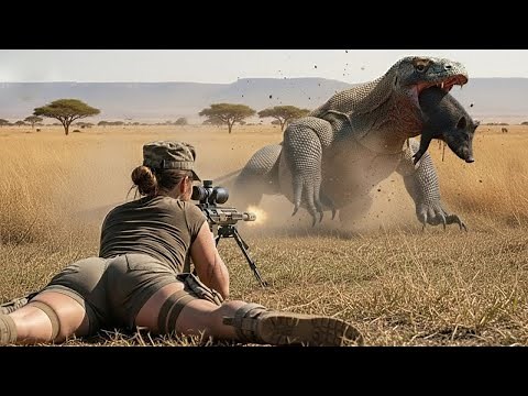 Crazy moments - giant Komodo dragons attacking the farm and the precise shots of a female hunter #2