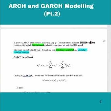 Pt.2 ARCH and GARCH Modelling || Expained in Simple Language
