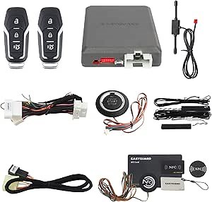EASYGUARD EC002PP Semi Plug and Play, Remote Starter kit, PKE, keyless Entry, Push Start Button, keyless Start Fit for Key Start Gas Engine Ford F150 15-20, Everest 13-17, Edge 11-16, Mondeo 13-17