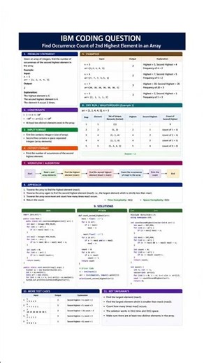 IBM Coding Question | Find Occurrence of the Second Highest Element | Java Python C++ |