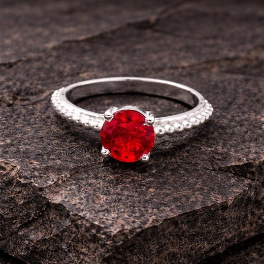 Rose Cut Red Garnet Ring | Handmade Sterling Silver Boho Jewelry - Etsy