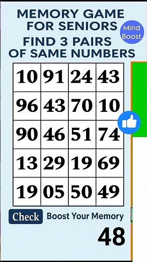 Brain Exercise for Seniors Over 65: Match the Numbers #braintraining