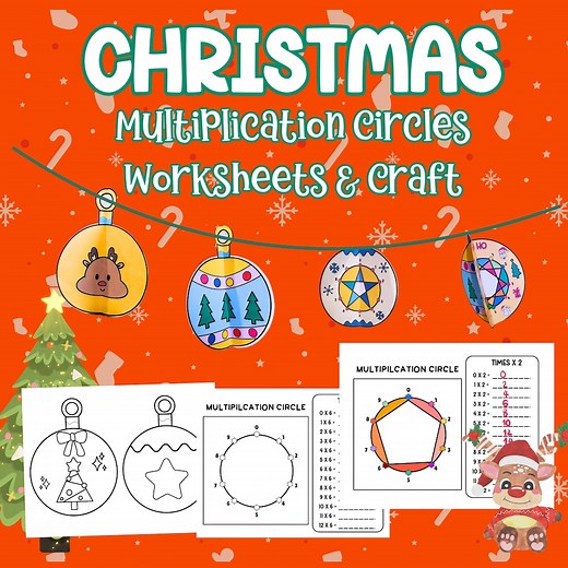 Christmas Multiplication Circles Worksheets & Craft | Times Tables 2-12 - Etsy