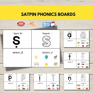SATPIN Phonics Activity Boards Printable, Group 1 Letter Sound Cards, Beginning Initial Sounds, - Etsy
