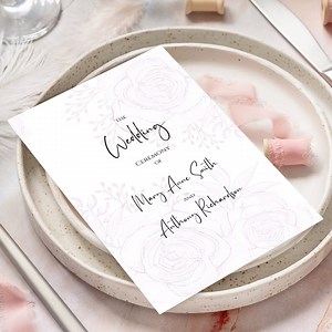 Wedding Program Editable Download, With Microsoft Word Template. With a Beautiful Pink Floral Background. - Etsy