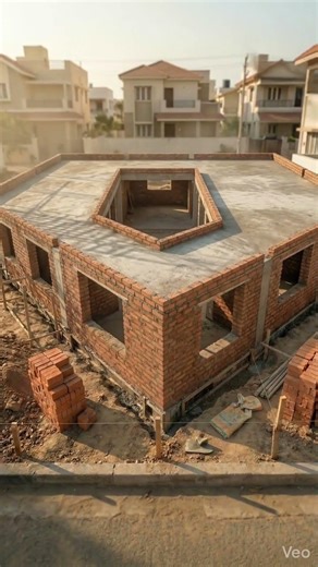 From Empty Land to Modern RCC Courtyard House | Cinematic Construction #shorts
