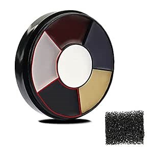 Go Ho Clown White Black Face Body Paint,6 Colors Wheel for Special Effects Zombie Makeup Kit,Halloween Professional Makeup Palettes with Sponge,Non Toxic