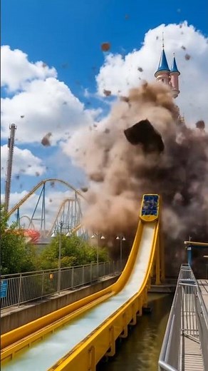 SHOCKING: Amusement Park Ride Disaster! Castle EXPLODES & COLLAPSES (Caught on Camera)