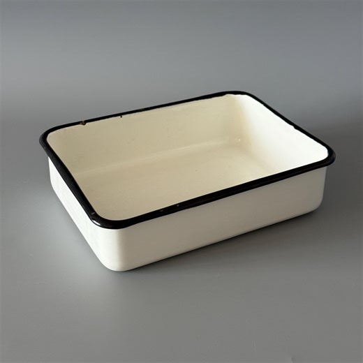 Vintage Enamel Tray, White Enamel Dish With Black Rim, Soviet Enamelware, Vintage Kitchenware - Etsy New Zealand