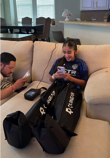 Replying to @𝒗𝒂𝒍𝒆𝒓𝒊𝒆 Purchased Natalie someo compression boots off of Amazon (on my storefront in my bio). She only wore them for 10 minutes & she already noticed a difference!!! Super excited for her to use these more often, she’s going to get so much benefit from them! Thank you everyone for all the help 💕⚽️ #clubsoccer #soccer #futbol #compression #motherdaughter