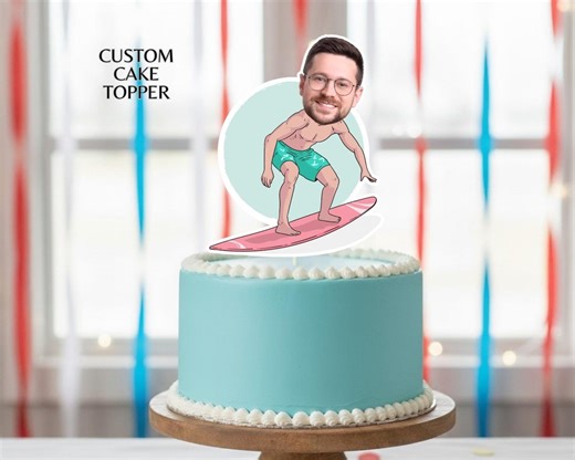 Custom Cake Topper Surf Birthday Party Decorations Surfing Cupcake Toppers Party Printable Cake Decorations Digital File - Etsy