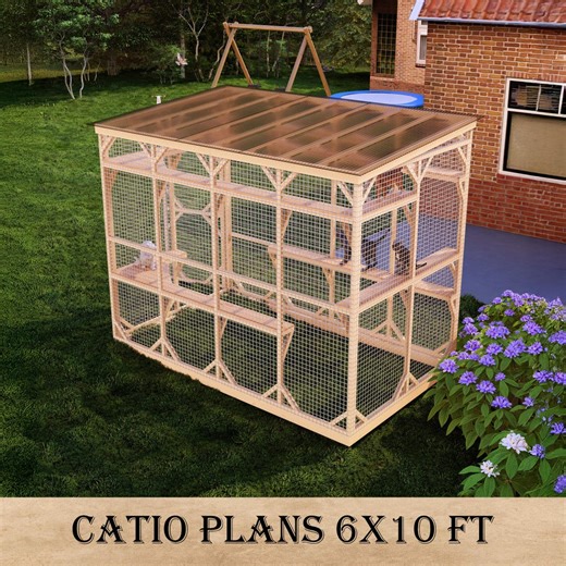 DIY Large Freestanding Catio Plans, 6x10 Ft Outdoor Cat Enclosure, Secure & Weather-resistant Cat Shelter Design, Outdoor Cat House Plans - Etsy