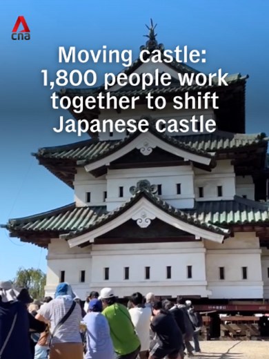 🏯 About 1,800 people came together in Aomori, Japan, over the weekend to pull a 360-tonne castle about two metres closer to its original place as part of renovation works. The keep – a fortified tower within a castle – was moved to allow repairs to a wall damaged in a major earthquake. The Hirosaki Castle will reportedly continue to be pulled by hand until the end of August, with machinery taking over for the remaining distance by the end of the year. #japannews #japan #aomori