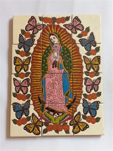 17" CERAMIC TILE MURAL mexican talavera mosaic hand painted backsplash still life