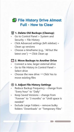 💾 File History Drive Full? Fix Backup Issues in Windows!#windowstips #backup #techfix