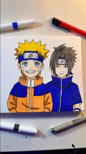 Drawing Naruto & sasuke uchiha || #animedrawing #naruto #anime #shorts