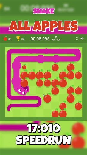 ALL Apples Google Snake SPEEDRUN!! (17:010)
