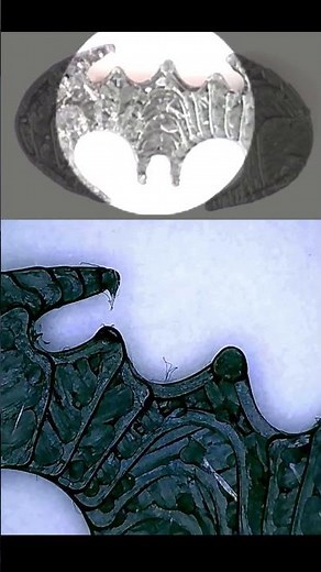 3d printed Batman logo - through a microscope!