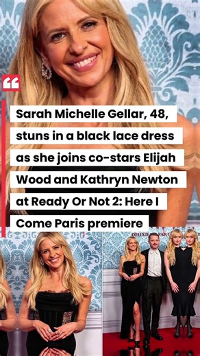 Sarah Michelle Gellar looked nothing short of sensational as she joined co-stars Elijah Wood and