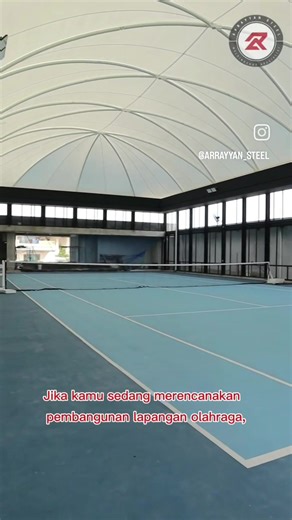 Bismillah, Ini adalah hasil pemasangan pagar pengaman samping, dan atap membran, untuk lapangan tennis. Jika kamu sedang merencanakan pembangunan lapangan olahraga, seperti struktur besi, dan kaca untuk lapangan padel, atau ingin buat perbesian untuk lapangan tennis, dan struktur perbesian lainnya, kamu bisa percayakan pengerjan arrayyan. Arrayyan menjadi solusi kebutuhan perbesian untuk lapangan olahraga. kami menjamin bukan hanya tampilan, tetapi juga kekuatan struktur besi yang presisi. selur