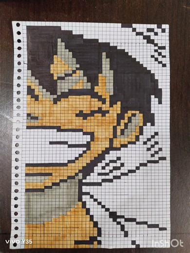 🖌️ Handmade Anime Pixel Art | Easy Grid Drawing#PixelArt #AnimeArt #GridArt #Drawing