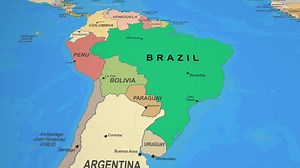 Brazil Highlighted 3D Animated World Map Showing South America Political Borders