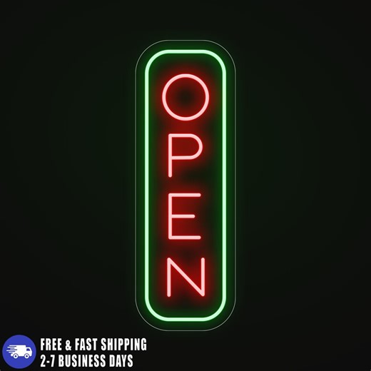 Neon Vertical Open Sign Outdoor, Waterproof LED Neon for Businesses, Large Exterior Bright Store Light, Custom Neon Open Sign Green & Red - Etsy