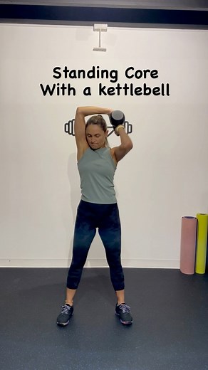 Standing core exercises with a kettlebell. This is a great way to bring variety to your abs and core stability exercises. Using one kettlebell (can be substituted for a dumbbell). Choose a heavier weight for this workout to really feel your core working. 😉 Complete 12 reps of each exercise (repeat on the other side for unilateral moves). Repeat the circuit 3 times. ➡️Halo - keep your stomach and glutes contracted and avoid rocking the body as you circle the kettlebell around your head. Keep the