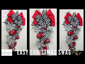 How to make an easy Christmas Teardrop Door Swag Wreath DIY Glam Christmas Decor Crafts High End🎄