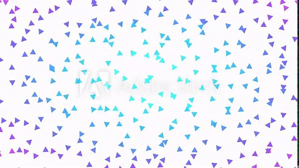 2D animation of random moving and rotating radial colorize small triangle shapes pattern on white background, perfect animation for web and presentations, 4K abstract live wallpaper Stock Video