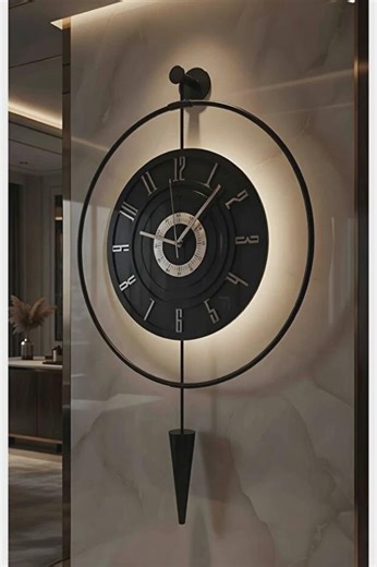 Modern LED Backlit Wall Clock, Black Metal, Silent Quartz Movement (50x70cm) - Etsy