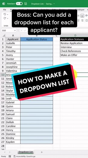 Use dropdown lists to help you control the information in your spreadsheets #excel #excelhelp #spreadsheet #worklife #learnontiktok #corporate