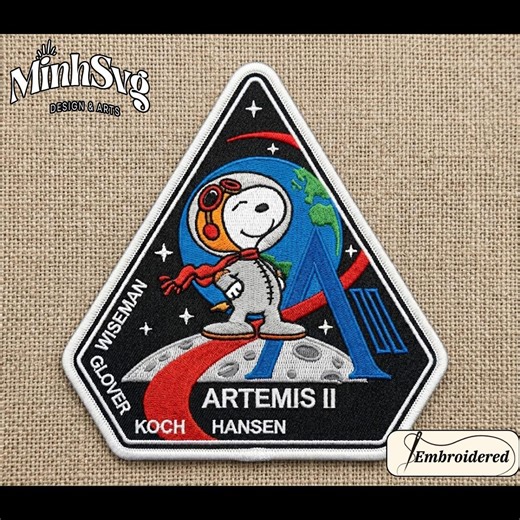 Artemis II Mission Puppy Patchs, Embroidered Iron on Patch, Artemis 2 Space Patchs, Moon Mission Badge - Etsy
