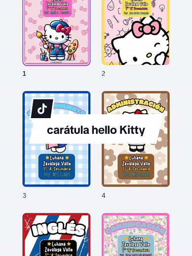 Carátulas de Hello Kitty para Cuadernos Sociales