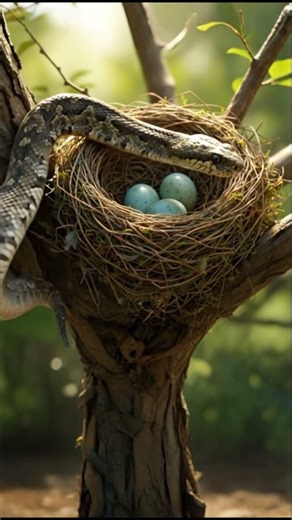 Snake attacks on bird eggs | Shabiraku #Snakeattak#BirdEggs #birds #nature