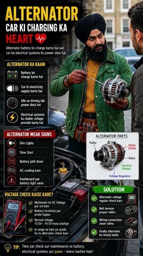 ⚡ What Does an Alternator Actually Do? 🚗 (Most Drivers Don't Know!) #carcare #cars #tips #shorts