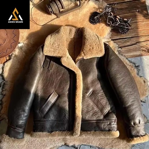 B3 Bomber Brown Genuine Sheepskin Leather Jacket - Shearling Fur Winter Wear Men's - Flight, Pilot, Bomber, Aviator Outfit - Gift for Him - Etsy UK